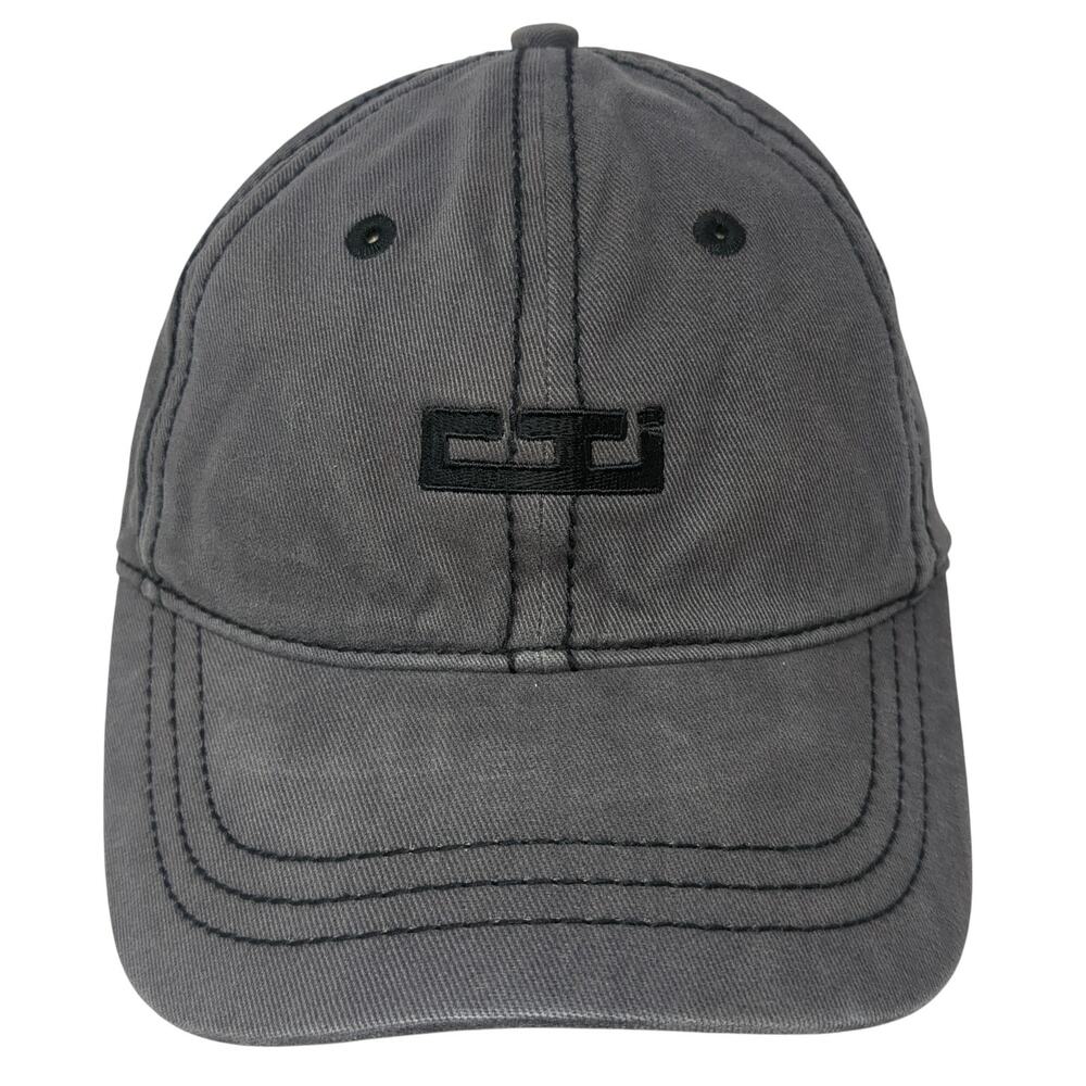 District Threads Slideback Hat Gray One Size Embroidered Logo 6 Panel